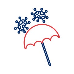 umbrella with covid 19 particles line style icon