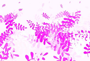 Obraz na płótnie Canvas Light Pink vector doodle pattern with leaves.