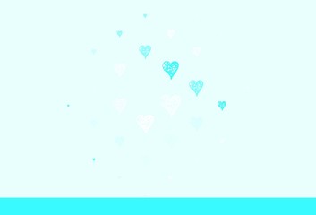 Light Pink, Blue vector background with Shining hearts.