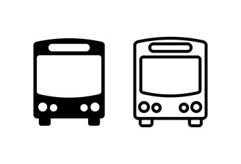Bus Icons set on white background. Black bus vector icon