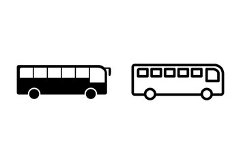 Bus Icons set on white background. Black bus vector icon