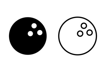 Bowling game Pin Icons set on white background. Bowling icon, ball and pin