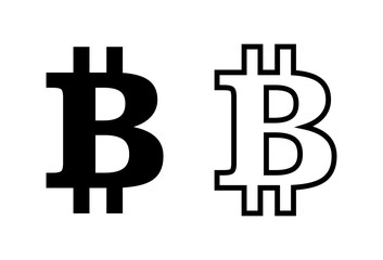 Obraz premium Bitcoin sign icons set on white background. Crypto currency symbol. Blockchain. Cryptocurrency