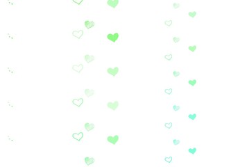 Light Green vector background with hearts.