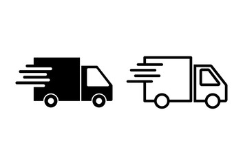 Delivery Icons set on white background. Fast Delivery Icon. Fast shipping delivery truck. Truck icon delivery