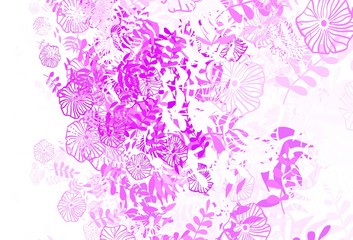 Light Purple vector abstract design with leaves, flowers.