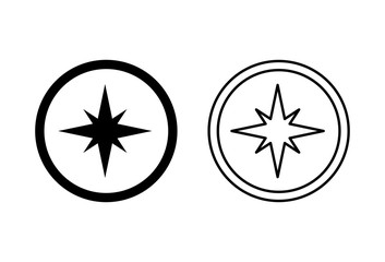 Compass vector icons set on white background. Compass icons on white background