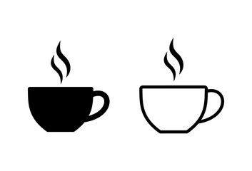 Cup of coffee icons set on white background. Coffee cup icon. Coffee vector icon. Tea