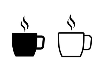 Cup of coffee icons set on white background. Coffee cup icon. Coffee vector icon. Tea