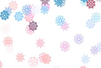 Light Blue, Red vector texture with colored snowflakes.