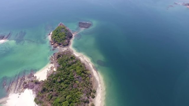 Aerial View of Las Perlas Islands with Coral and Rock Fringed Clear Water Beaches