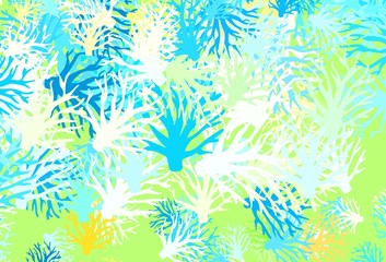 Light Blue, Yellow vector abstract backdrop with leaves.
