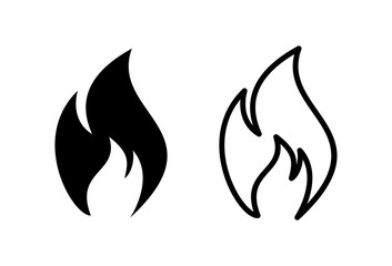 Fire icons set on white background . Fire flame icon template.