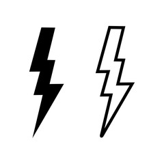 Lightning icons set on white background. Bolt icon vector. Energy and thunder electric icon