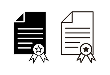 License icons set on white background. Approved or Certified Medal Icon
