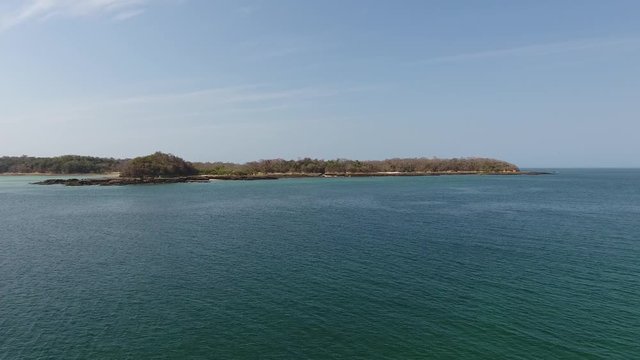 Aerial View of Las Perlas Islands with Coral and Rock Fringed Clear Water Beaches