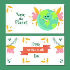 Fototapeta na wymiar mother earth day banner collection flat