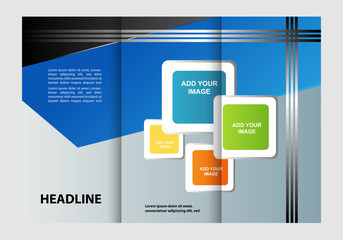 Vector empty tri-fold brochure print template design, trifold bright booklet or flyer
