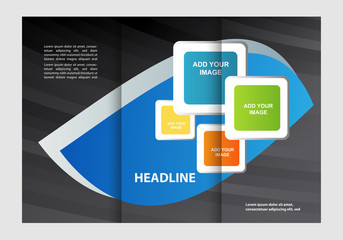 Vector empty tri-fold brochure print template design, trifold bright booklet or flyer
