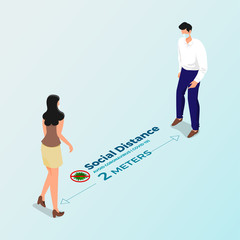 Social distancing concept for Coronavirus COVID-19, Illustration . Vector illustration.