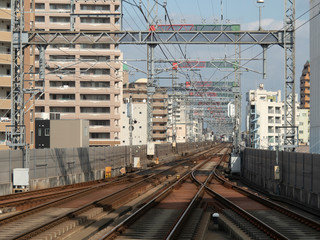 Fototapeta premium 街と線路