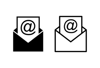Mail icons set on white background. E-mail icon. Envelope illustration. Message