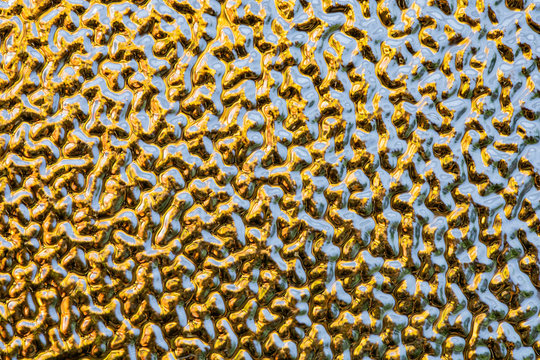 macro frosted glass orange blue