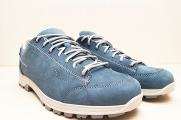 Men's shoes blue suede with white laces