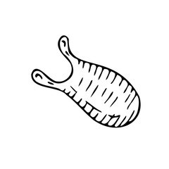 vector isolated element, black and white bacterium without background doodle style