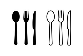 Fork, Spoon, and Knife icon. food icon. Eat. Restaurant icons set.