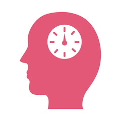 profile with time clock mental health silhouette style icon
