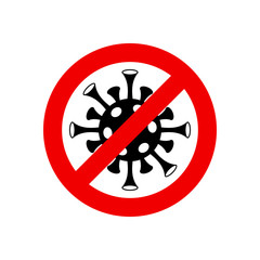 stop coronavirus sign. vector icon. COVID-19 coronavirus pandemic. virus symbol. color image. black and red design element for ad, banner, alert, warning, poster