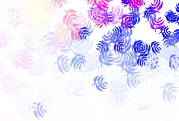 Light Pink, Blue vector abstract background with leaves.