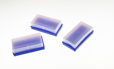 Plastic containers isolated against a white background