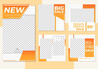 Footwear fashion social media post and stories template collection