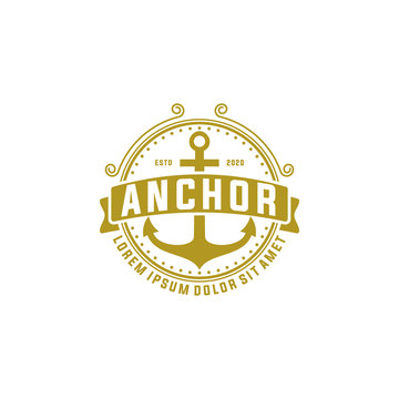 Emblem Anchor Sailing Logo Design