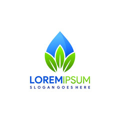 Water And Leaf Nature Logo