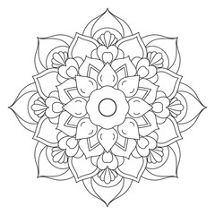 Circle flower of mandala with vintage floral style, Vector mandala Oriental pattern, Hand drawn decorative element. Unique design with petal flower. Concept relax and meditation use for page logo book