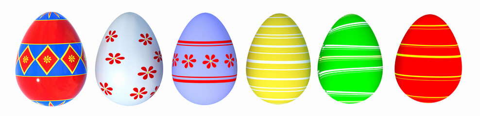 easter eggs decorated isolaed for background - 3d rendering