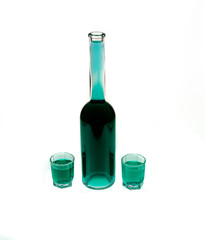 Georgian Chacha in traditional bottle isolated against a white background