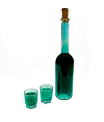 Georgian Chacha in traditional bottle isolated against a white background