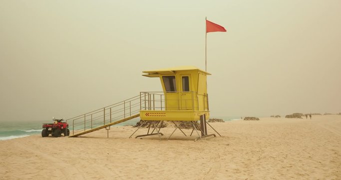 sandstorm on beach in Corralejo, Fuerteventura.