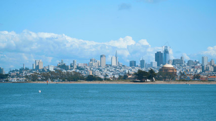 The skyline of San Francisco - view from Golden Gate Bridge