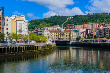 Fototapeta na wymiar On the streets of the beautiful city of Bilbao. Basque country. Northern spain