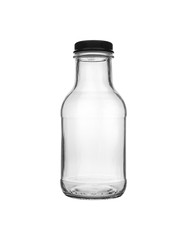 Empty transparent glass jar isolated on white