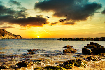 Obraz premium Nice sunset on the coast of Aguadulce (Almeria)