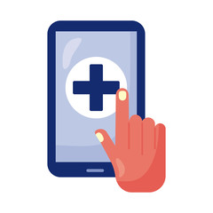smartphone with medical cross health online detaild style