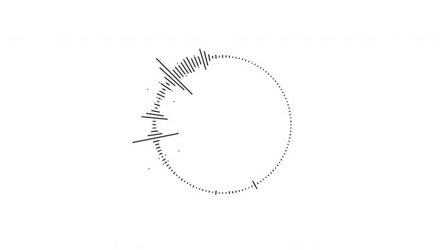 A simple black and white audio visualization effect; black soundwave on white background