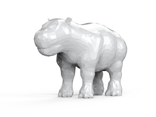 Fototapeta na wymiar White polygonal hippo