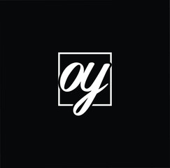 Minimal elegant monogram art logo. Outstanding professional trendy awesome artistic OY YO initial based Alphabet icon logo. Premium Business logo White color on black background